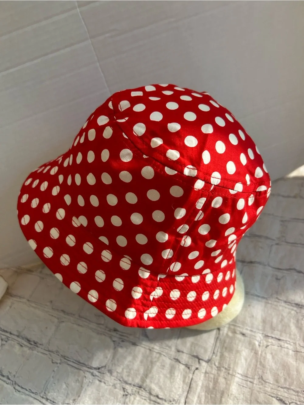 RED WITH WHITE POLKA DOTS 100% COTTON WOMEN’S BUCKET HAT